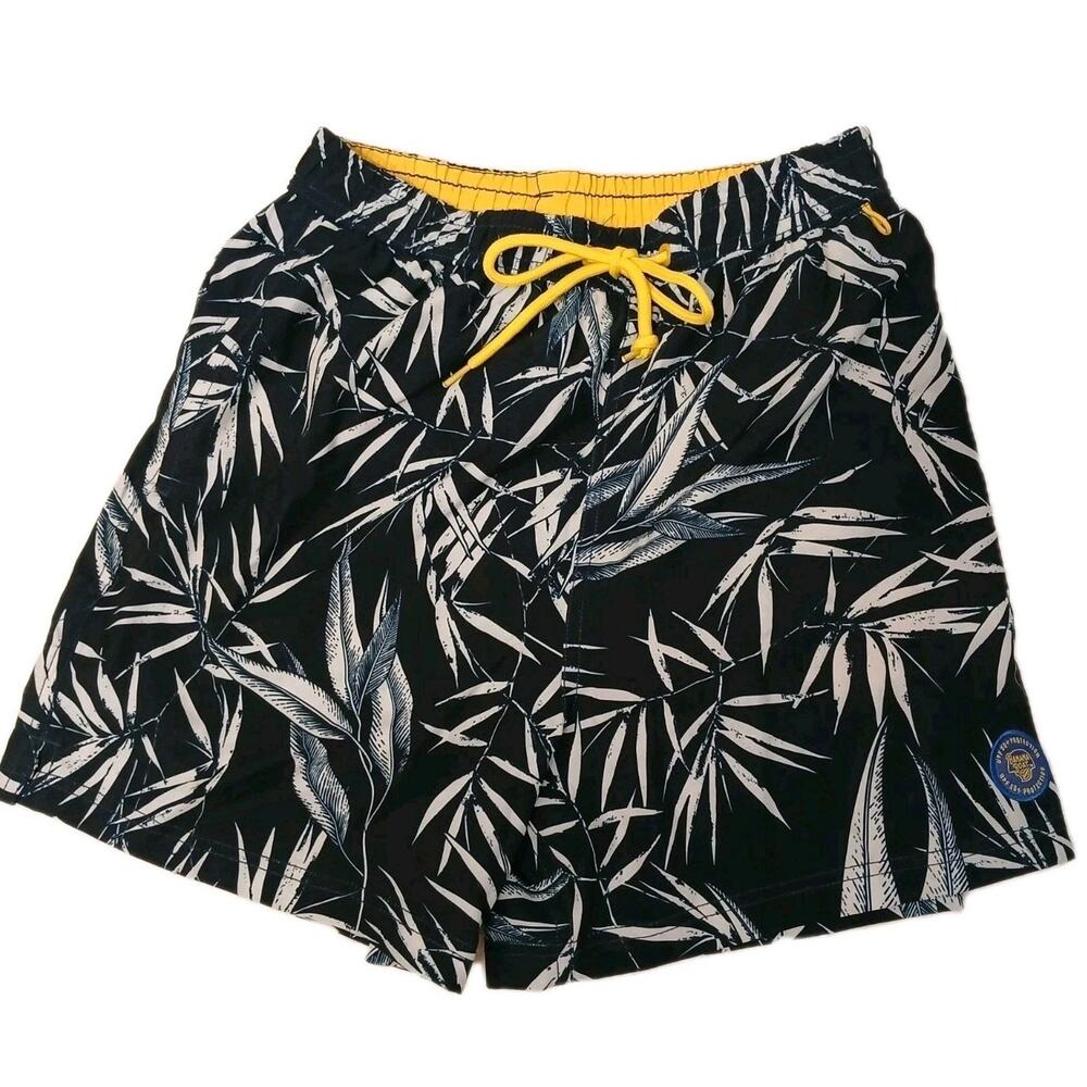 Banana‎ Boat Swim Shorts Mens Sz S Black UV PRO Tropical Island Floral Beach